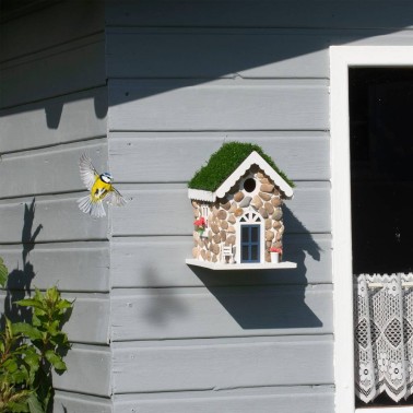 Casita de Pájaros de Piedra Porche